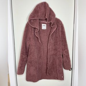 PINK Victoria’s Secret Sherpa Teddy Bear Hooded Jacket. Sz is XS